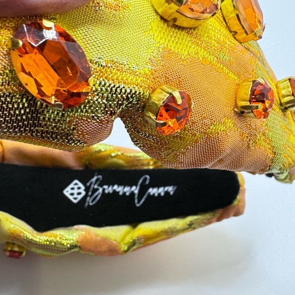 Brianna Cannon yellow metallic headband with Amber/ gold crystals - NWT comfy - Picture 5 of 8